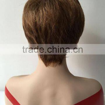 Women Party Short Straight Light Brown Natural Synthetic Full Wig American Women Synthetic Wigs photo-2