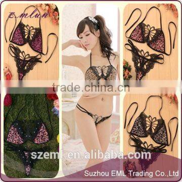 Sexy Three-point Hollow-out Butterfly Lingerie Suit