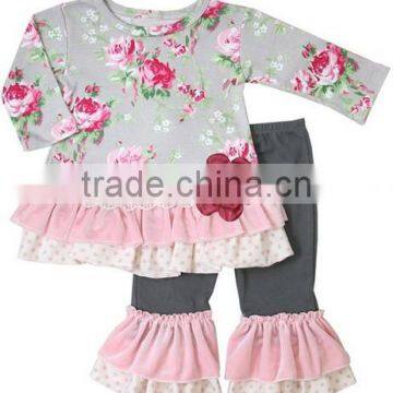 Chirstmas Outfit Red Stripe Top and Ruffle Pants Christmas Clothing Set Christmas Outfit photo-4