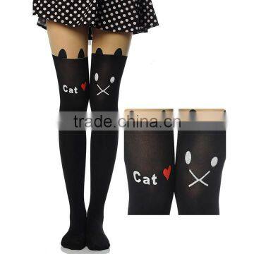 Cat Tower Tattoo Socks Sheer Pantyhose Girls Sexy Foot Stockings18842 photo-3
