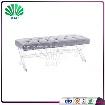 Stylish Smoke Gray Bench Lucite Furniture Legs Dressing Room Bench