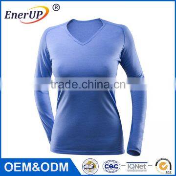 Fashion Apparel Woman 100% Merino Wool Antibacterial Long Sleeve T-shirt thermal cloth