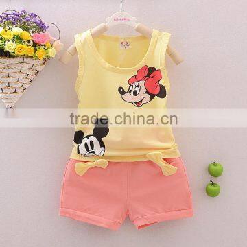 Cotton Sleeveless Vest Girl Shorts Suit photo-2