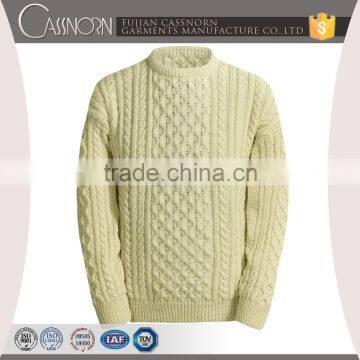Popular Drop Shoulder Winter Cable Knit Pure Wool Sweaters for Men photo-2
