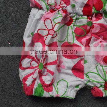 2016 New Baby Girls Kids Pink/green Flower Floral Romper 0-4t Infant Clothing Baby Kids Wear With Matching Headband Set photo-3