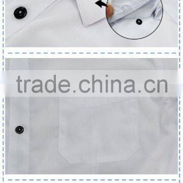 2017 Latest White Short Sleeve Contrast Color 100% Cotton Slim Fit Men Shirt photo-4