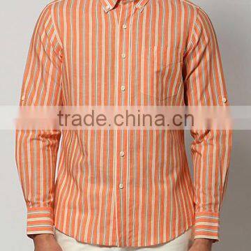 Lasted Fashion Long Sleeve Stripe Men Shirt with button down collar
