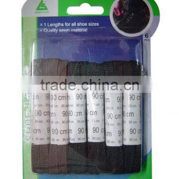 metal tip black cotton flat leather shoe laces