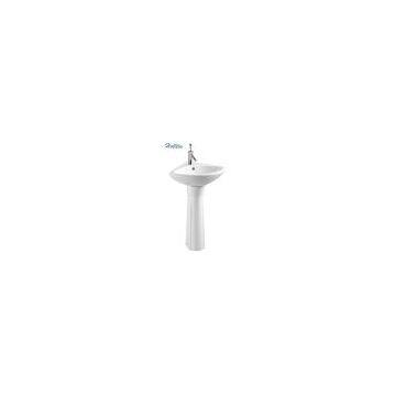 HT323 Cheap Ceramic Basin With Pedestal Bathroom Sink photo-2