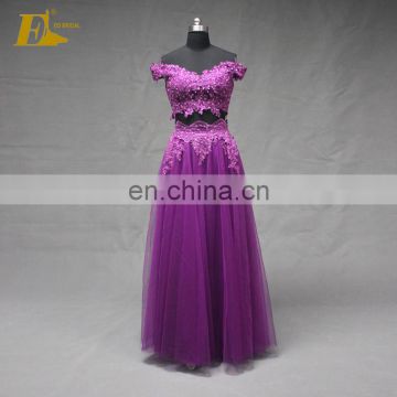 Customized Appliques Black Fat Women Floor Length Long Two Piece Prom Dress