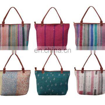 Wholesale Indian Vintage Sari Kantha Tote Bag Handmade Kantha Hand Bag