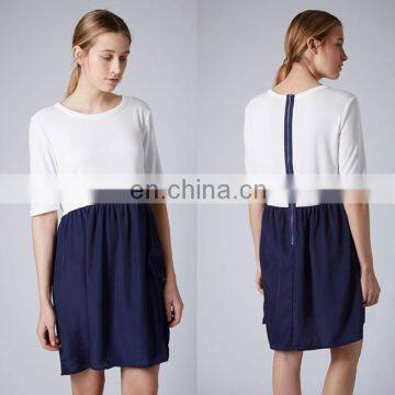 2014 Promotional Collection Simple Korean White And Dark Blue Summer Skirt