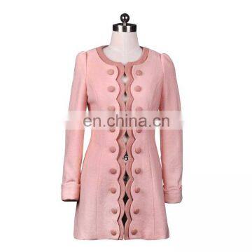 New Arrival Round Collar Double Breasted Medium Long Winter Coats