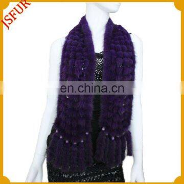 New fashion knitted brown mink fur scarf for women