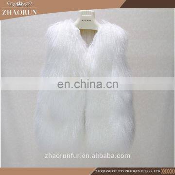 100% Genuine Short Mongolian Lamb Fur Vest Pretty Tibet Lamb Fur Vest for Girl photo-4