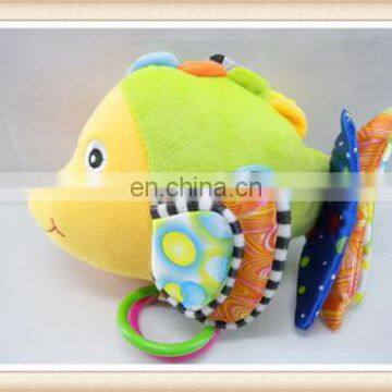 hot sell fish shape plush music baby bed bell