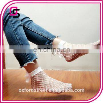 Summer white sexy large bowknot women mesh socks wholesale