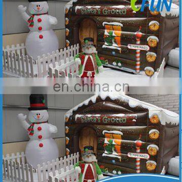 PVC inflatable santa's grotto for christmas / air santa's grotto / inflatable christmas santa's grotto