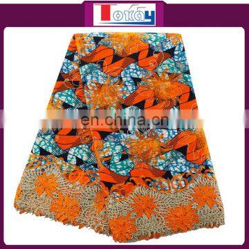 new product fashion design african guipure lace wax prints fabric