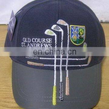 leather sports cap with embroidery logo from front panel to upper brim