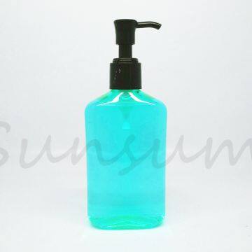 280ml PET Plastic Hair Oil PET Plastic Cosmetic Black Pump Lotion Flat Bottle