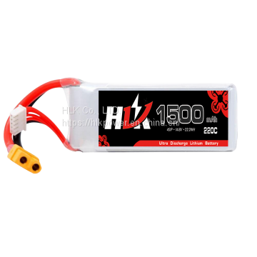 HLK 1500mAh 14.8V 220C 4S1P Lipo Battery Pack with XT60