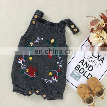 2020 Baby Boys Girls Pure Color Knitting Flowers Rompers Autumn Infant Baby Romper Baby Boy Girl Braces Romper Clothes