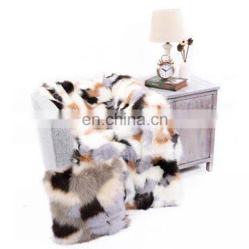 Recyclable Manufacturers Colorful Square Jacquard Plush Soft Warm Luxury Long Faux Fur Throw Blanket for Winter photo-7