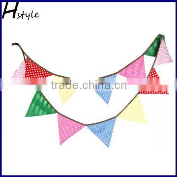 Quality Bunting For Home Decor 10ft length 12 flags Colorful Flag with Mini White Dot PL015