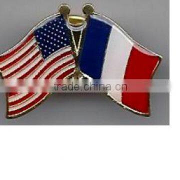 Custom design high quality cloisonne hard enamel filled USA France World Flag Lapel Pin