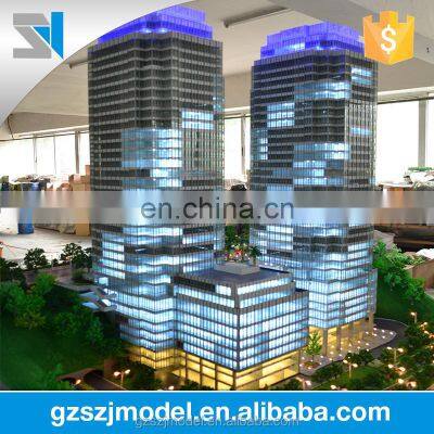 Outstanding 3d architecture model for commercial highrise, miniature building model with led light