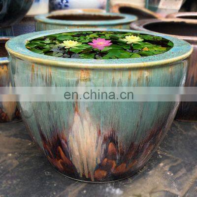 China made Large size ceramic fish plant pot for garden decor