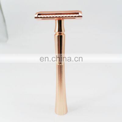 Skin Care Reusable Sustainable Eco Friendly Stainless Steel Rose Gold Double Edge Safety Shaving Razor photo-3