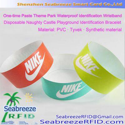 Tyvek Wristband, One-time Paste Theme Park Waterproof Identification Wristband, Disposable Naughty Castle Playground Identification Bracelet