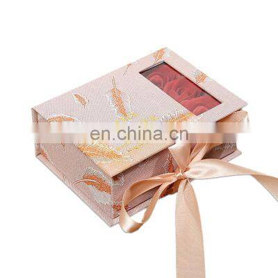 Grey preserved real rose eternal permanent red fresh-keeping rose dome gift  paper packaging box for thanksgiving christmas