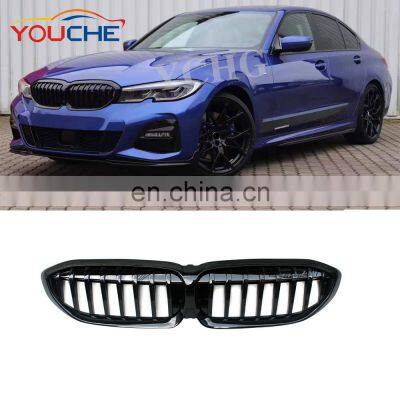 ABS Plastic Gloss Black Single Line Car Front Grilles For BMW New 3 Series G20 2019-2020