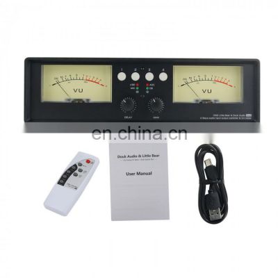 VU2-L Bulb Version MIC+LINE Dual Audio Splitter Box 4-Way Switcher Sound Level Indicator VU Meter