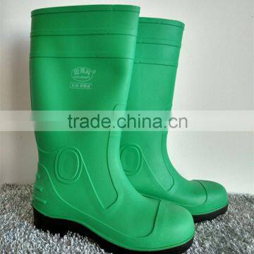 2016 green safety boots for rain /industry boots