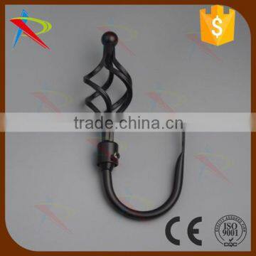 Black holdback U hooks with Twist finials wholesale