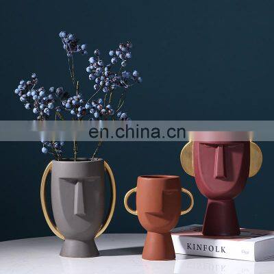 ENO Nordic head face ceramic vase creative modern home crafts decorations