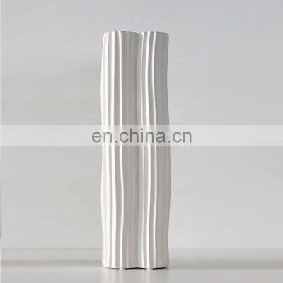 Modern Nordic Irregular Shape White Matte Ceramic Home Decor Flower Vase photo-3