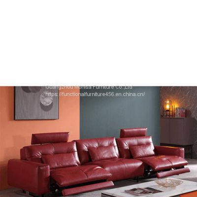 Light Luxury Leather Soft Sofa Space Capsule Cinema Sofa Large Living Room Combination Electric Reclining Function