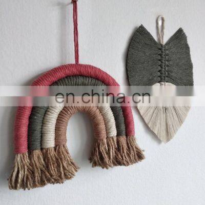 Hot Sale Macrame Rainbow and Leaf Handmade Wall Hanging Set, Baby Room Decor, Wall Hanging Decor photo-3