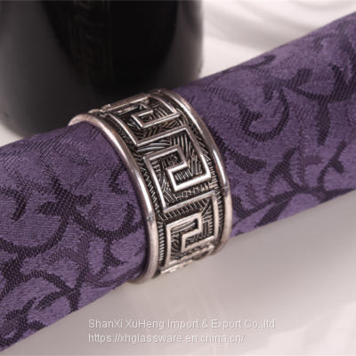 Silver And Black Antique Embossed Metal Napkin Rings For Ideal Table Decoration And Lovely Gift For Any Occasion photo-3