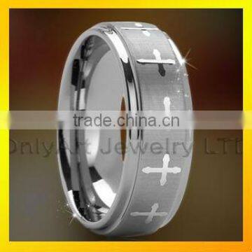 cross laser engraving tungsten carbide ring