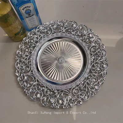 Wholesale High Quality Acrylic Silver Sterling Charger Plate For Table Decoration