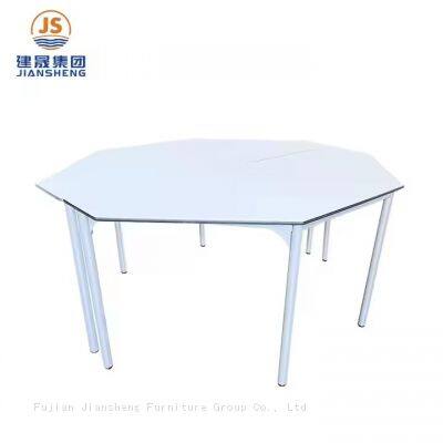 JS Custom Primary School Student Trapezoid Table And Activity Desk Collaboration Desk for Student photo-3