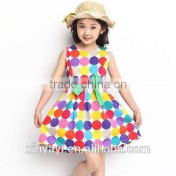 2015 Summer Short Sleeve Dress With Belt Pure Cotton Dot Children Dress Cuhk Princess Skirt Wholesale From China photo-2