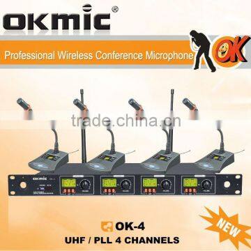 OK-4 UHF/PLL 4 Channel wirelesss microphone system