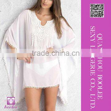 New Women Lady Sexy Loose Lace Beach Bikini Boho White Casual Elegant Sweet Cover Up Dress